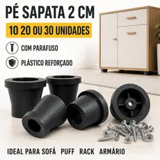 Sapata Redonda para Móveis Sofá Puff Cama Box Rack Armário 2cm com Parafuso 10 20 ou 30 Unidades