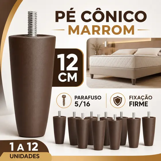 Pé de Cama Box Reforçado Marrom 1 A 12 Unidades Firme Não Balança Fácil Instalação