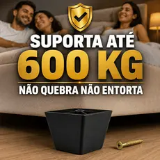 Kit Pé Pirâmide 6cm Preto Sofá Cama Box Rack Puff Poltrona Aparador Reforçado PU 6 Unidades