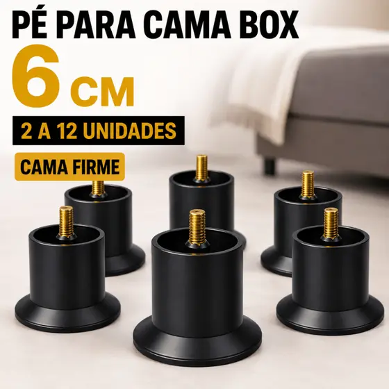 Pé para Cama Box 6cm Reforçados Cama Firme Estável e Sem Balançar