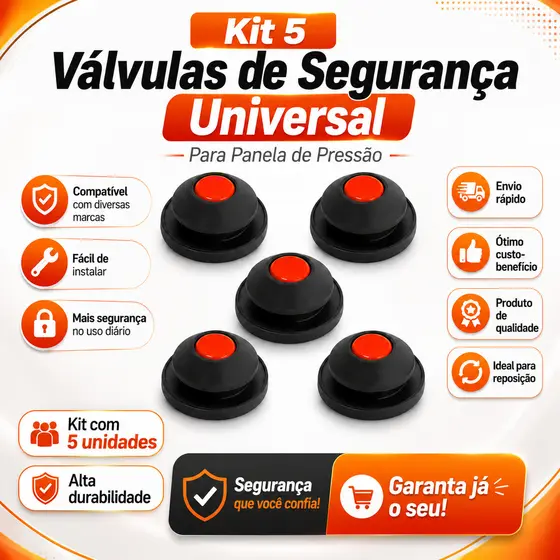 Kit 5 Válvulas de Segurança Universal para Panela de Pressão – Compatível com Diversas Marcas!