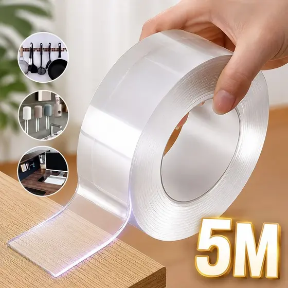 Fita Dupla Face Adesiva Extra Forte Silicone 1M 3M 5M Transparente NanoGel Fixação