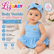 Body vestido infantil menina bebê.Vestido de bebê com body embutido Liz