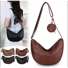 Bolsa Feminina Baguete Ombro Grande PU Bolsa Casual Elegante Com Porta Moedas