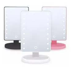 Espelho Para Maquiagem de Mesa Com 16 Luzes Led Camarim Portátil Penteadeira Estética