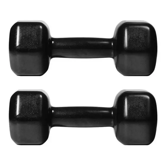 Halter par de halter 3 kg cada total 6 kg Sextavado emborrachado preto