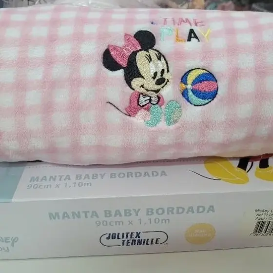 Cobertor de Bebê Minnie Rosa Xadrez Jolitex 90x110cm | Macio e Antialérgico