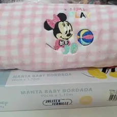 Cobertor de Bebê Minnie Rosa Xadrez Jolitex 90x110cm | Macio e Antialérgico