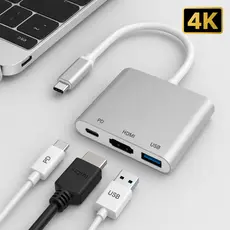Adaptador Multiportas Usb C Para Hdmi Hub 3 Em 1 Tipo C Saida Thunderbolt 3 Hdmi 4k Porta Usb 3.0 Laptop