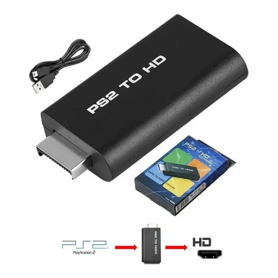Adaptador Conversor PS2 para HDMI Áudio e Vídeo Interface Multimídia HD Plug Play para TV Monitor e Projetor