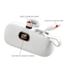 Mini Power Bank Cápsula Criativa Peining 5000mAh Portátil Compatível com iPhone Android Carregador de Bolso Recarregável