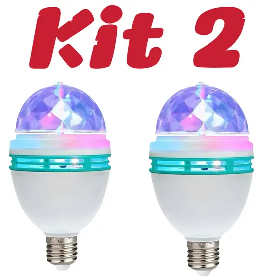 Kit 2 Lâmpada Led Giratória Colorida Globo De Luz Festa  marisa