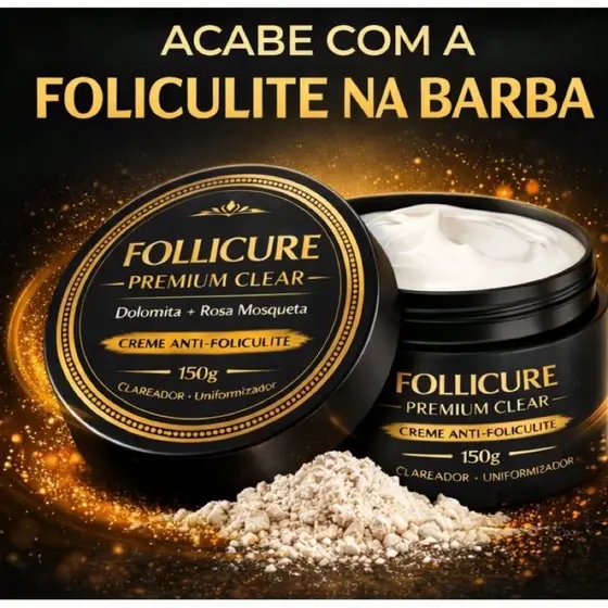 Follicure Premium Clear 150g – Creme Anti-Foliculite para Barba | Remove Pelos Encravados, Clareia e Uniformiza a Pele