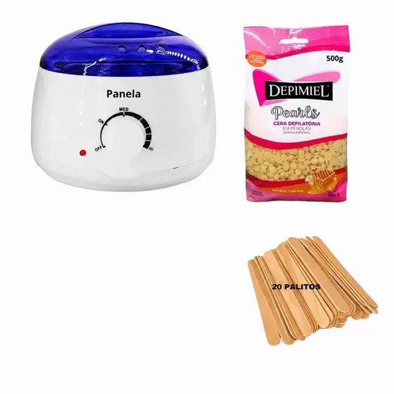 Kit Termocera Panela Aquecedora + Cera Quente Em Pérolas Depimiel N 7