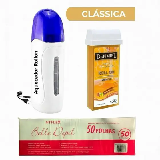 Kit Aquecedor + Cera Roll On + pacote de TNT
