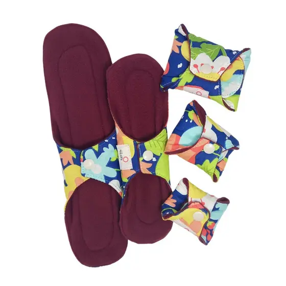 Kit c/ 3, 5 ou 10 Absorventes Reutilizáveis de Pano Ecológicos Toque Seco Fluxo Intenso Noturno