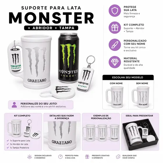 Suporte para lata monster personalizado - kit completo