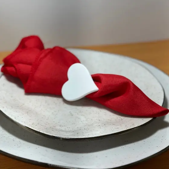 Kit Anel Porta Guardanapo Coração Argola Decorativa Mesa Posta Jantar Romântico Casamento Festa