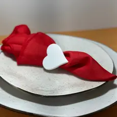 Kit Anel Porta Guardanapo Coração Argola Decorativa Mesa Posta Jantar Romântico Casamento Festa