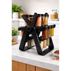 Porta Tempero Giratório 18 Potes Organizador de Temperos Cozinha Suporte 360°
