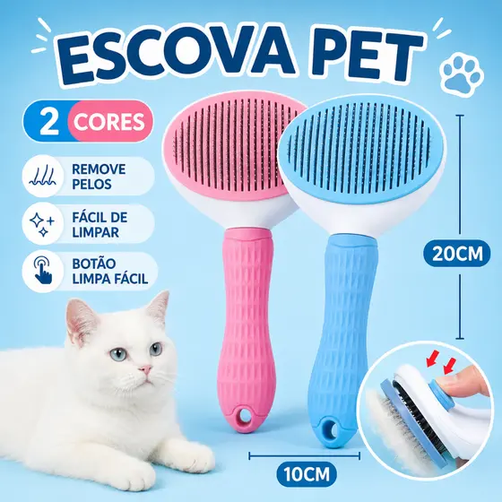 Escova Removedora de Pelos Pet Autolimpante Para Cachorro e Gato Removedor de Pelo Morto