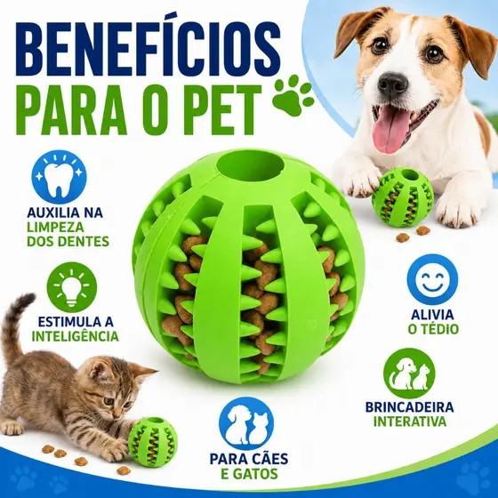 Bolinhas Multifuncional para Cachorro e gato Escova Mordedor Porta Petisco Pet Ball