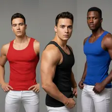 kit 3 Regatas TANK Masculinas Americana DE RIBANA Canelada