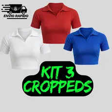Kit 3 Cropped Gola Polo Ribana canelada