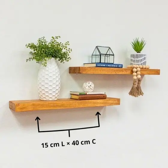 Prateleiras de Madeira Pinus 1 Metro, 60 ou 40 cm Suporte Invisível | Estilo Industrial nicho decoração