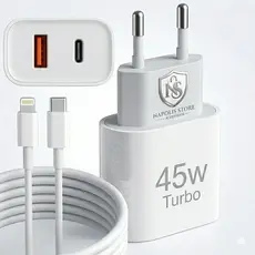 Carregador Iphone Turbo 45W 2 Entradas USB e USB-C + Cabo Lightning Iphone 6 7 8 X XR XS 11 12 13 14