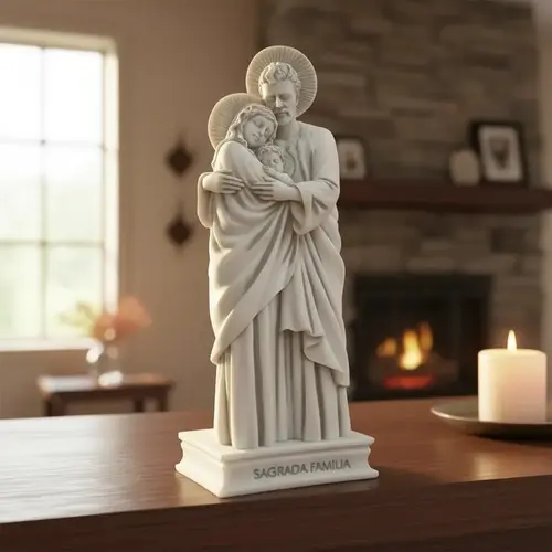 Imagem Sagrada Família Toda De Marmore 27cm Impecável