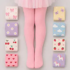 Kit 6 Meias Calças Infantil Femininas Fio 40 Grossa Reforçada Para Inverno Estampas Diversas Sortidas