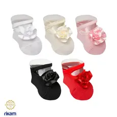 Meia Sapatilha Flor Bebê Recém Nascido RN 0-4 meses