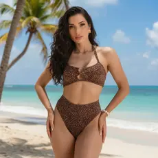 Biquini Feminino Hot Pants Argola Amarrar Cintura Alta Moda Praia