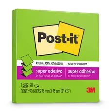 Bloco de notas super adesivas Post-it refil Verde Limeade 76x76mm 90 folhas 3M