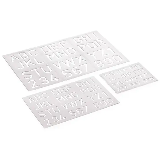 Kit normógrafo letras e numeros vazados Acrinil