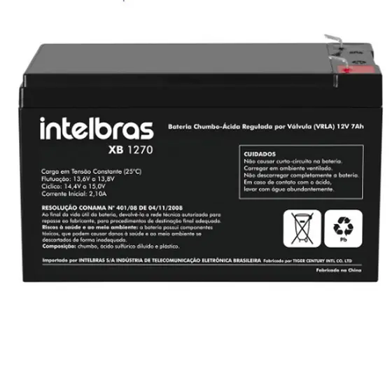 Bateria selada VRLA 12V 7AH XB 1270 Intelbras