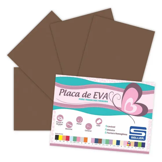 Placa de EVA 40X60cm Marrom pacote com 10 folhas Seller
