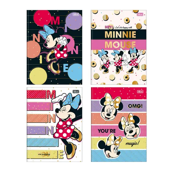 Caderno brochurão capa dura universitário 1x1 80 folhas Minnie Tilibra
