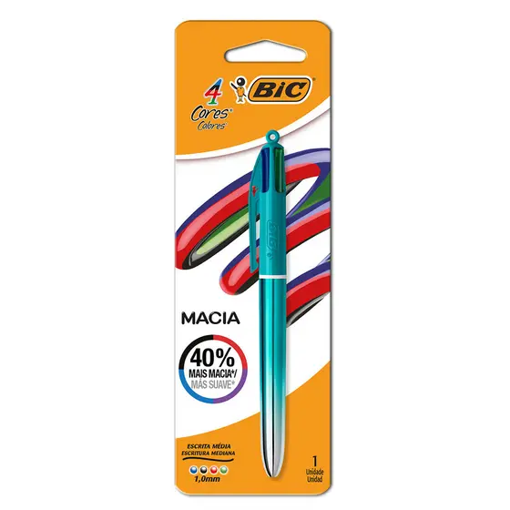Caneta esferográfica 1.0 retrátil Degradê Verde Metálica 4 cores Bic