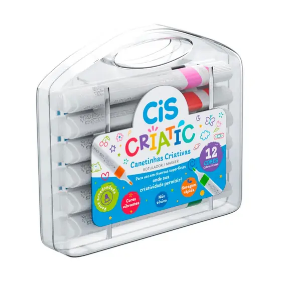 Caneta marcador Criatic 12 cores Cis