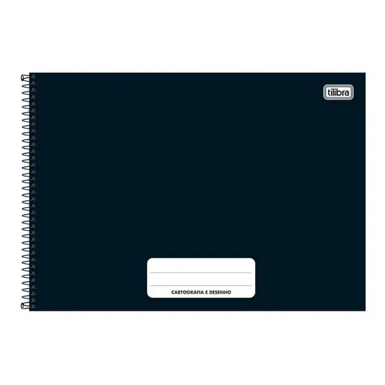 Caderno espiral capa dura cartografia 80 folhas Pepper Preto Tilibra