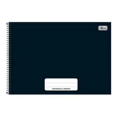 Caderno espiral capa dura cartografia 80 folhas Pepper Preto Tilibra