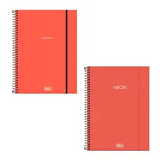 Caderno capa plástica universitário 10x1 160 folhas Neon Laranja Tilibra