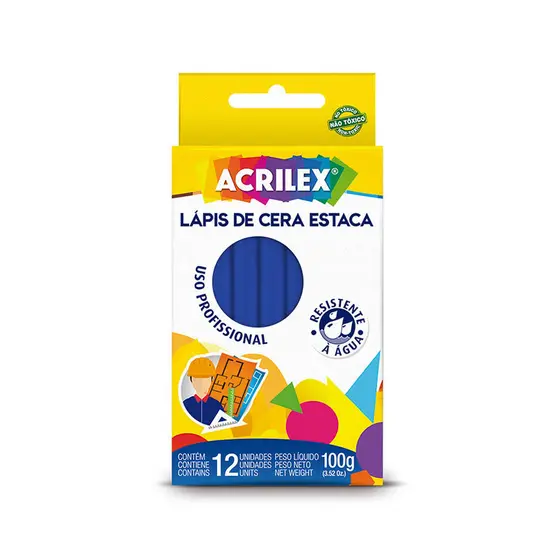 Giz de cera estaca azul 12 unidades 501 Acrilex