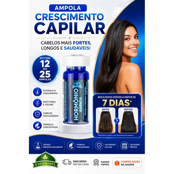 Ampola Capilar Crescimento Fortificado Hormovit combate a queda Com 12 ou 25 unidades