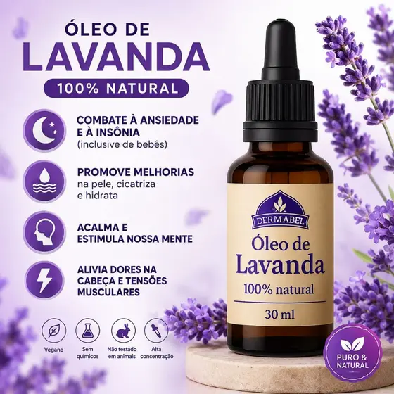 Óleo de Lavanda Alivia Dores Insônia Relaxa e Hidrata o corpo Dores de Cabeça e Tensões Musculares