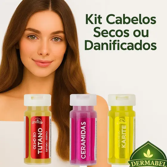 Kit Cabelos Secos e Danificados c/ 12 Ampolas Dose Concentrada