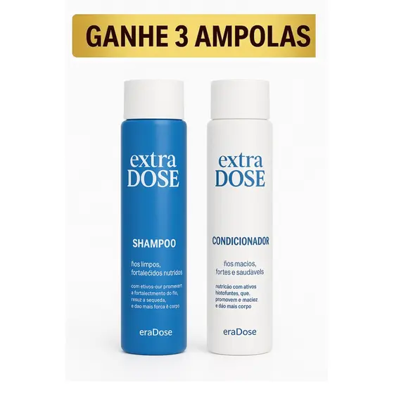 Kit Shampoo e Condicionador 300 ML- Ganhe 03 Ampolas de Brinde Dermabel Kit 5 produtos