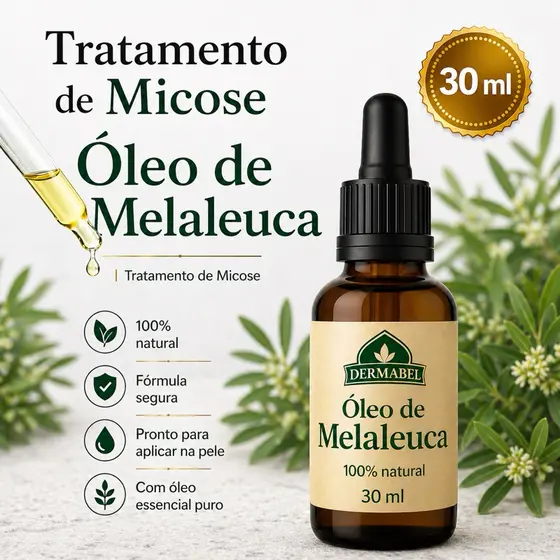 Óleo de Melaleuca 30ml Pronto para aplicar na Rosto, Pele, unha Micose, calcinha Dermabel Tea Tree